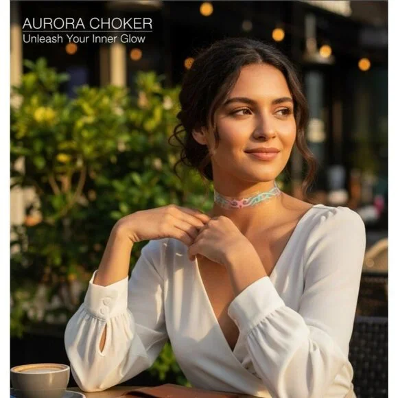 Dolls Kill ✦ Aurora Gradient Flame Choker ✦ Clear Vinyl w/ Adjustable Snap NWT - Picture 2 of 7